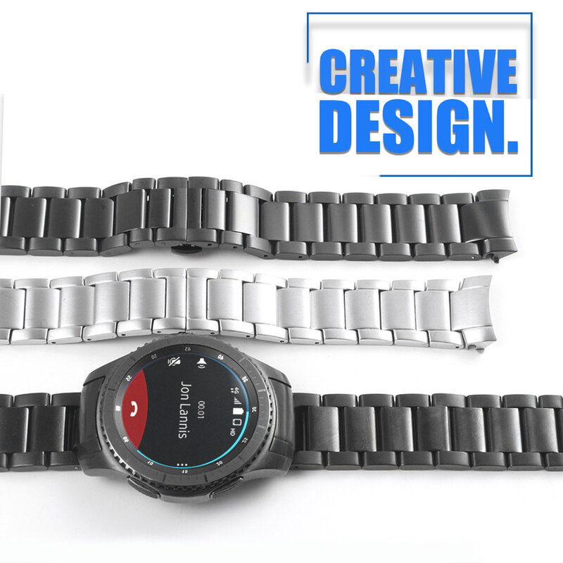 22mm Horlogebanden Voor Samsung Frontier Gear S3 S4 Rvs Business Strap Gebogen End Horlogeband Vervanging Horloge R810 /R800
