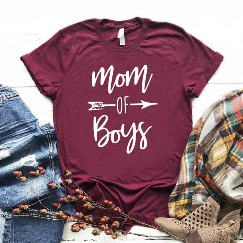 Camiseta de mom of boys arrow para mujer, camiseta divertida informal para mujer, camiseta Hipster, NA-237 de envío directo