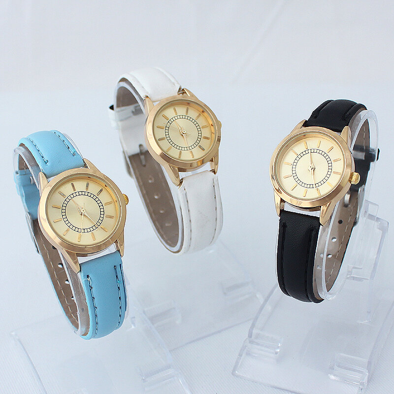 Relógio de quartzo infantil, relógio de quartzo de marca da moda para mulheres, fofo, colorido, dourado, à prova d'água