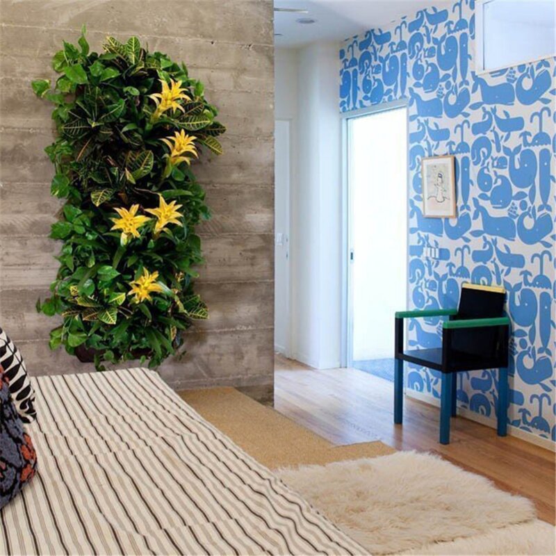 4/7 taschen Wand Montiert Blume Töpfe Garten Vertikale Hängen Pflanzung Taschen Beutel Grün Bereich Topf Fühlte Balkon Wand Drcor