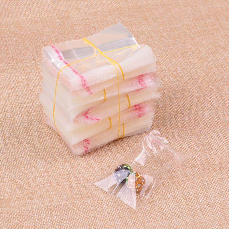 1000pcs Clear Plastic Cellophane Bag 3x3+2cm Resealable Poly Bags Mini Self Adhesive Seal Opp Bags Charms Jewelry Packaging Bags