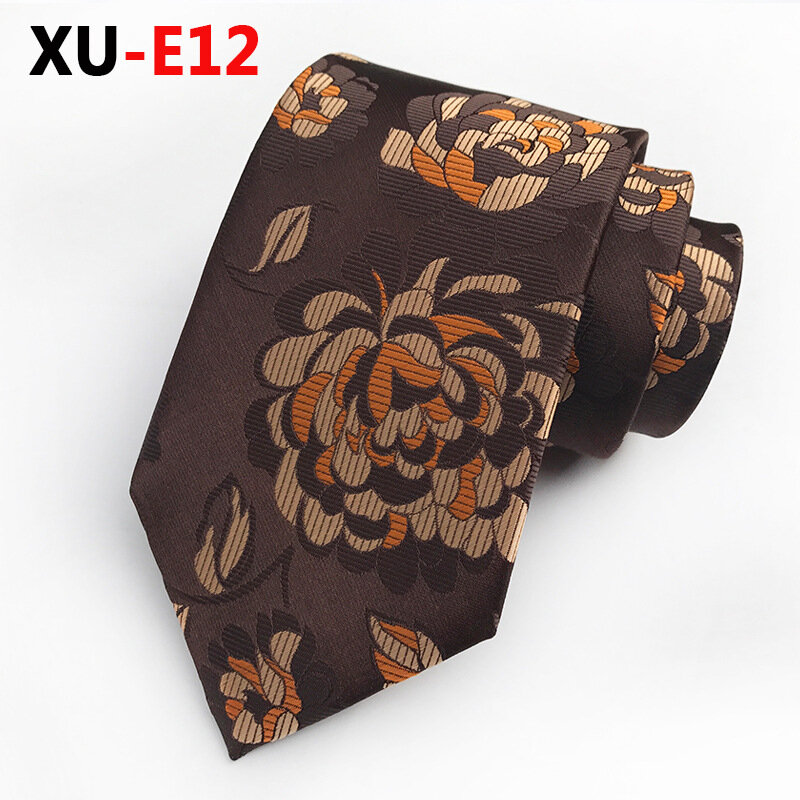 Corbatas florales marrones y Beige de seda hechas a mano para boda, accesorios de marca clásica para hombre, corbata