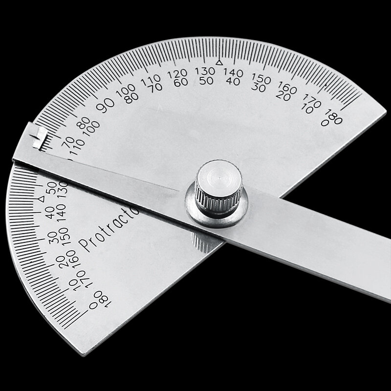 Stainless Steel Round Head 180 degree Protractor Angle Finder Rotary Measuring Ruler Machinist Tool 10cm Craftsman Ruler