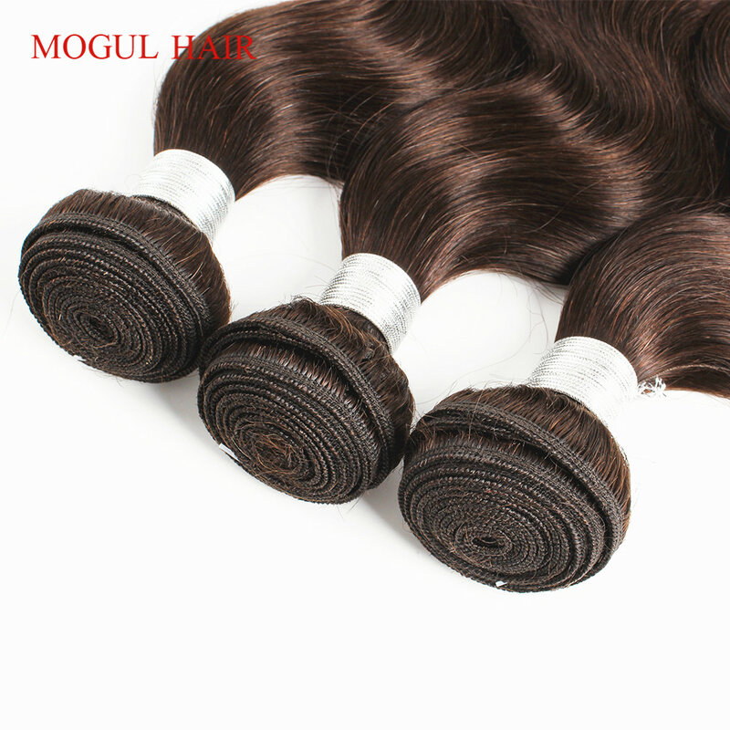 Волнистые пучки с застежкой, прозрачное кружево, цвет 2, темно-коричневые бразильские предварительно окрашенные волосы ed Remy, наращивание волос MOGUL Hair