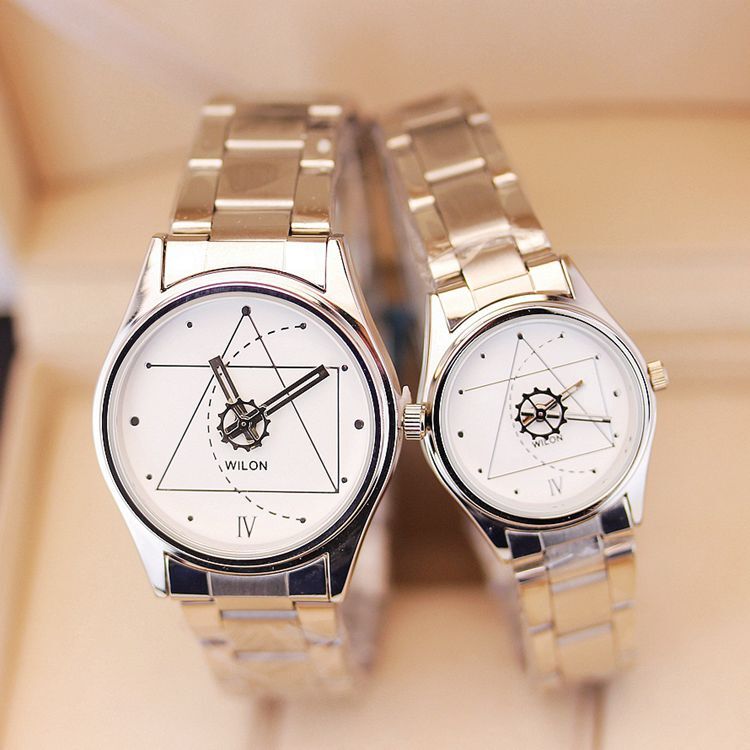 Marka kobiety mężczyzna para Business casual zegarki oficjalne autentyczne sportowe pełne nierdzewne stalowe klasyczne używane czarne zegarki