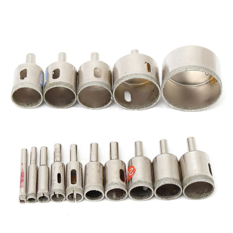 Onnfang 15pcs Diamond Coated Drill Bit Set Tile Marble Glass Ceramic Hole Saw 6mm to 50mm Drilling Bits For Power Tools