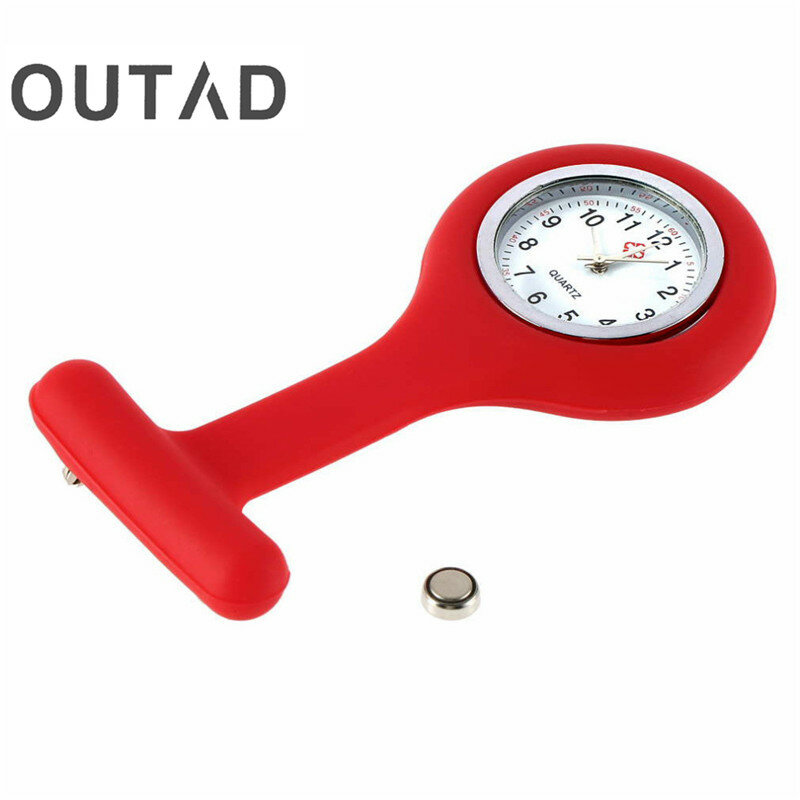 OUTAD – Mini montre de poche en Silicone pour hommes et femmes, unisexe, médecin, infirmières, plusieurs couleurs, broche, pendentif, 4 couleurs