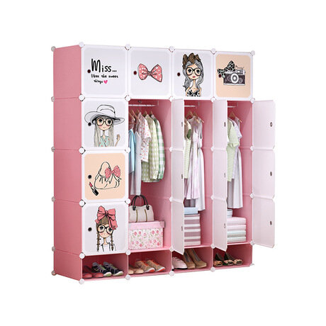 Móveis para crianças crianças armário de armazenamento dos desenhos animados simples montagem resina armário guarda roupa infantil