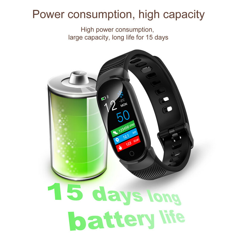 0.96" Color LCD Smart Bracelet Waterproof Watch Blood Pressure Pedometer SmartBand Bluetooth Wristband for IOS Android