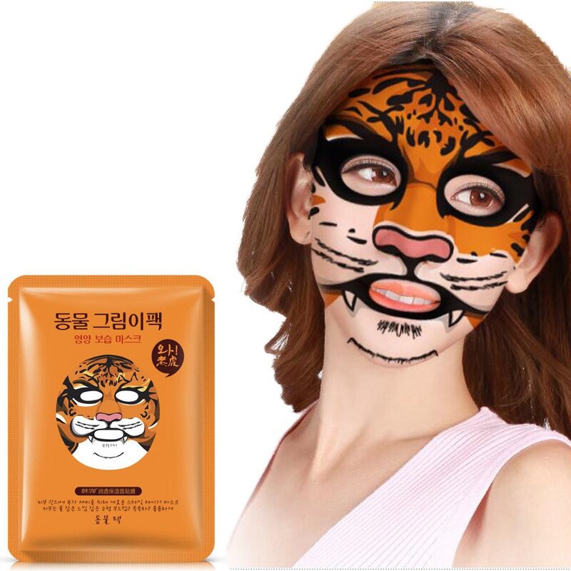 HanChan 1 pièces Mignon Mouton Animal/Chien/Panda/Tigre Masque Facial acide Hyaluronique hydratant contrôle de L'huile Corée Masque Soin Visage