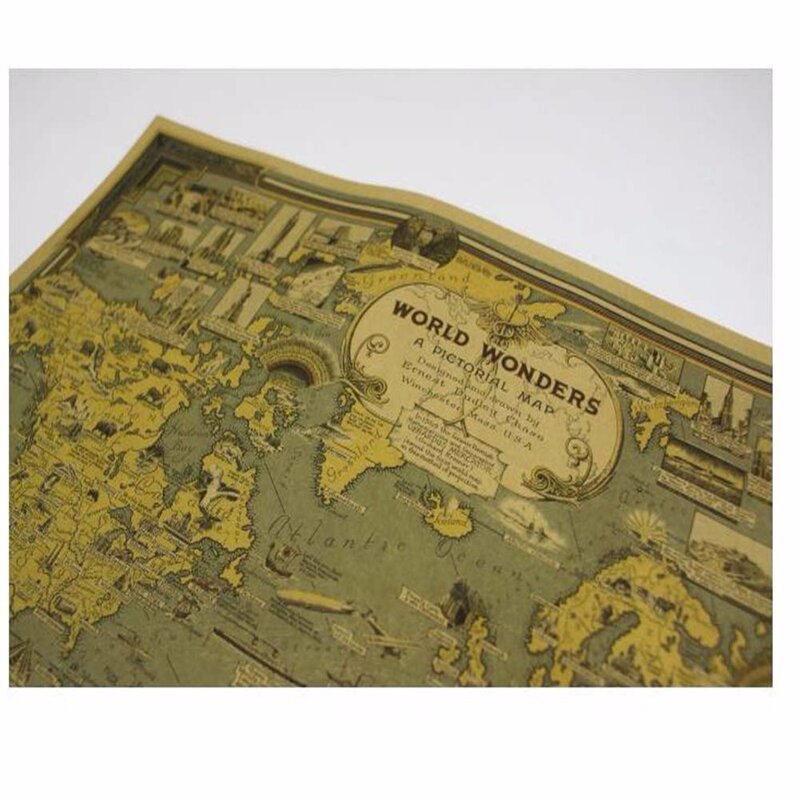 1 Pc of Great Building and Architecture Miracle Wolrd Map for School Stationery & Office Supply