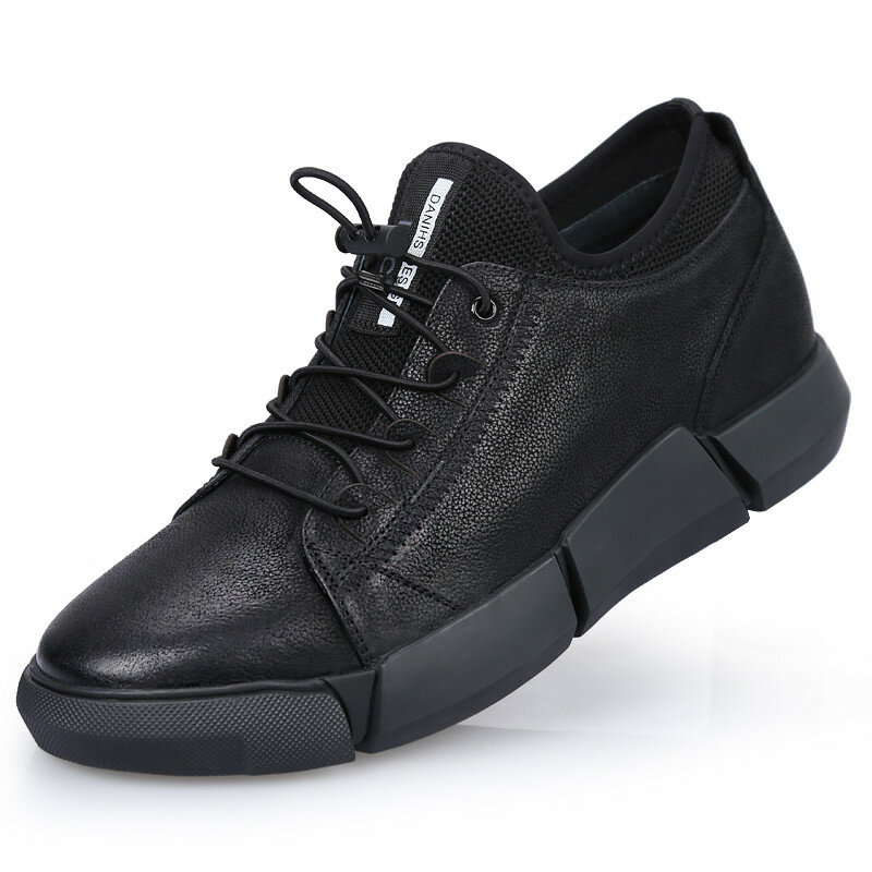 Zapatos deportivos de cuero para hombre, zapatillas de deporte de alta altura, informales y cómodas, para exteriores, 6CM
