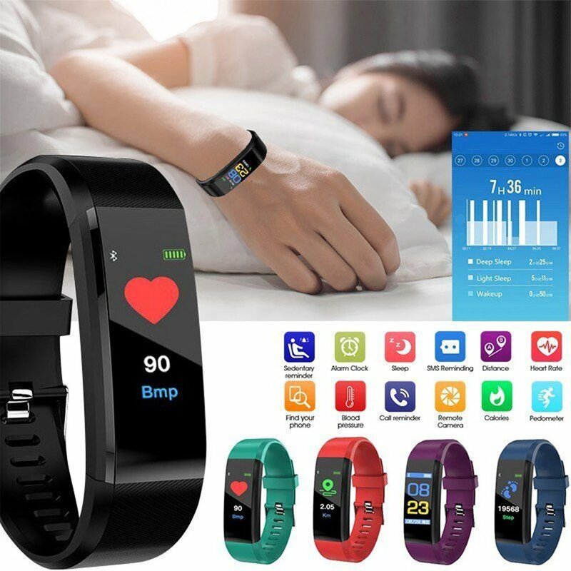 Neue 115plus Smart Uhr Herz Rate Monitor Blutdruck Fitness Tracker Smartwatch Sport Uhr für ios android + BOX männer Frauen