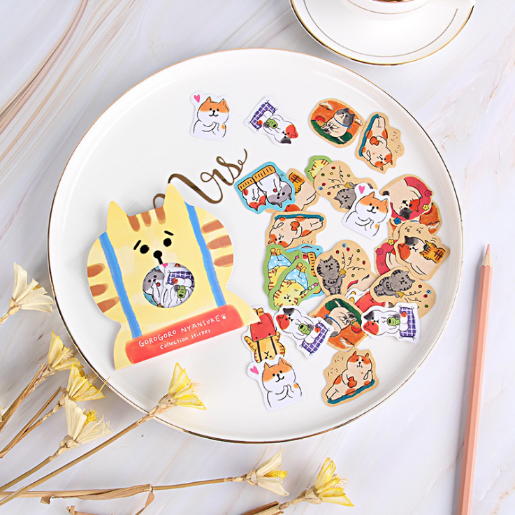 30 sztuk/paczka słodki kociak naklejki dekoracyjne naklejki papiernicze Scrapbooking DIY pamiętnik Album Stick Label