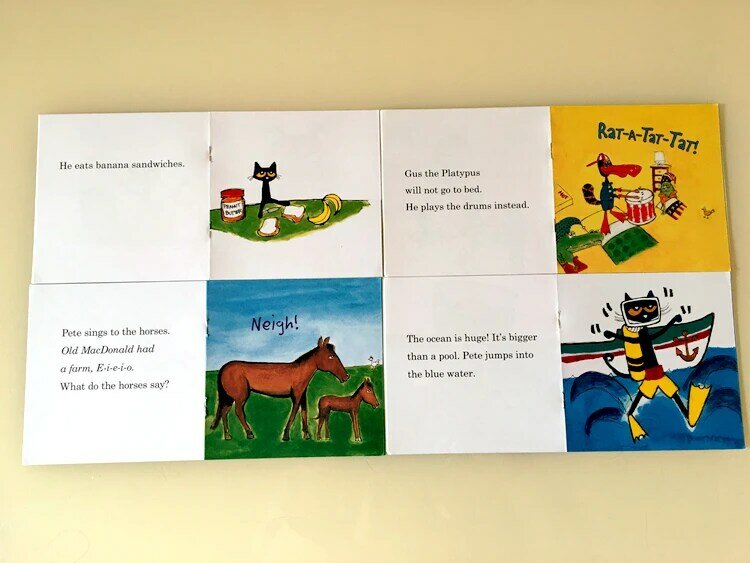 Libro de cuentos en inglés para niños, libro de lectura de bolsillo para Educación Temprana, I Can Read the cat pete, 13x13 cm, 12 unidades por juego