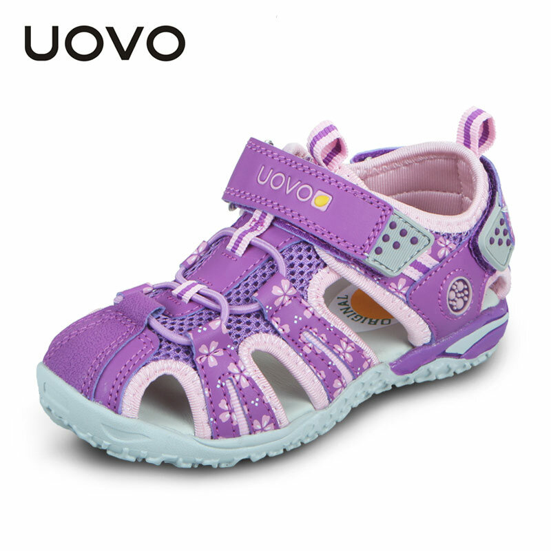 UOVO-zapatos de moda para niños y niñas, sandalias de playa con recortes de velcro, talla 26-36, 2024