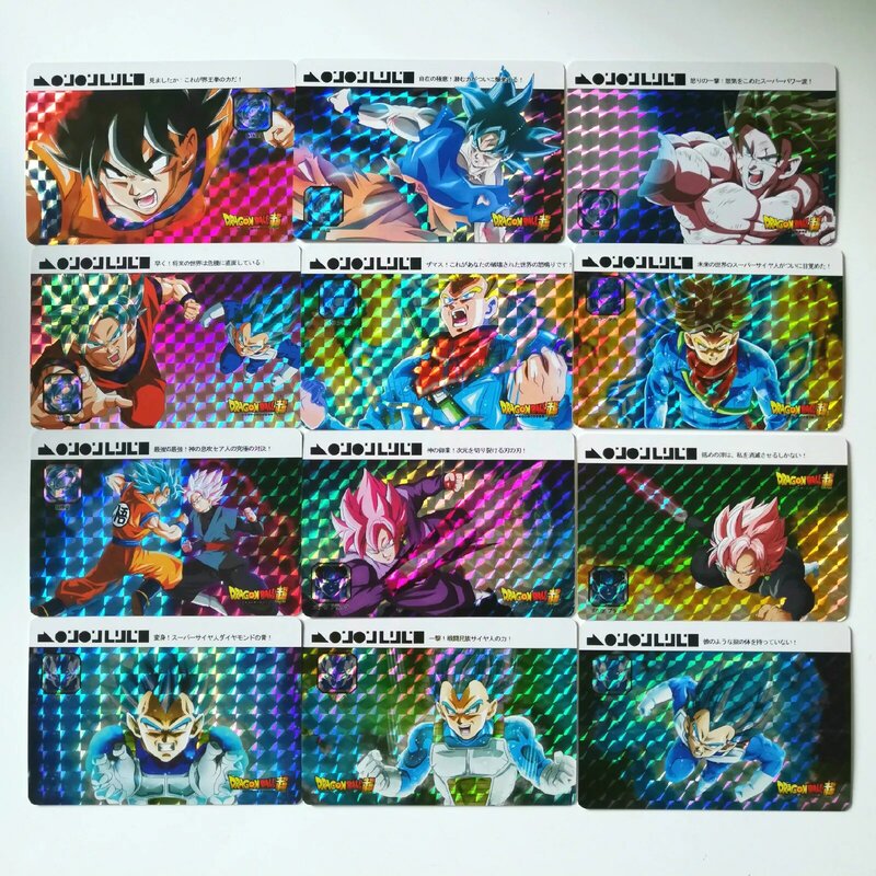 55 Uds./set de Super Dragon Ball Z, tarjeta de batalla de héroes de estilo francés de imitación, Ultra instinto, Goku Vegeta, Super tarjetas de juego de colección