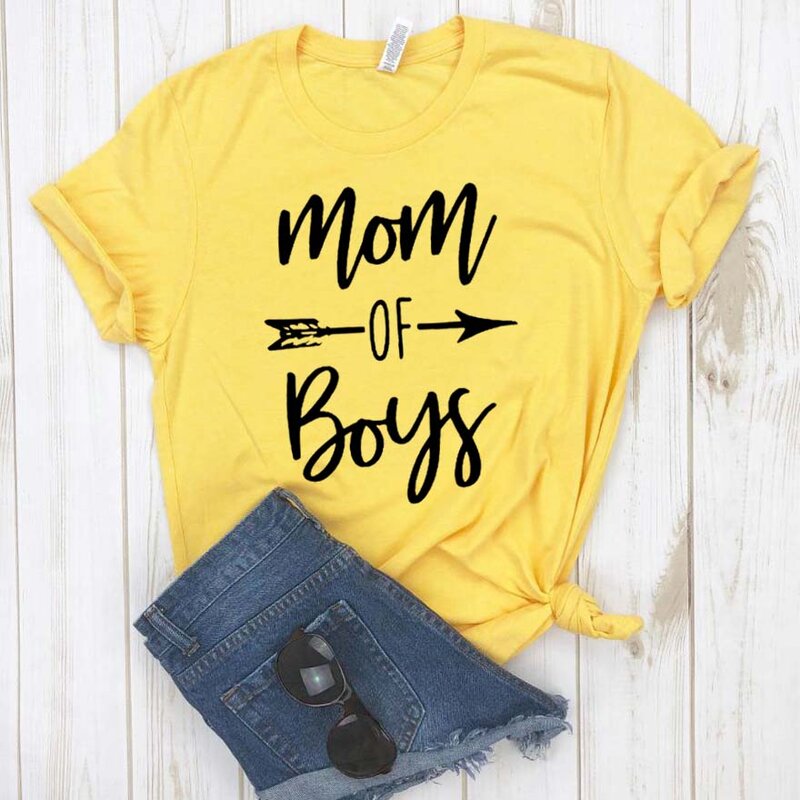 Camiseta de mom of boys arrow para mujer, camiseta divertida informal para mujer, camiseta Hipster, NA-237 de envío directo