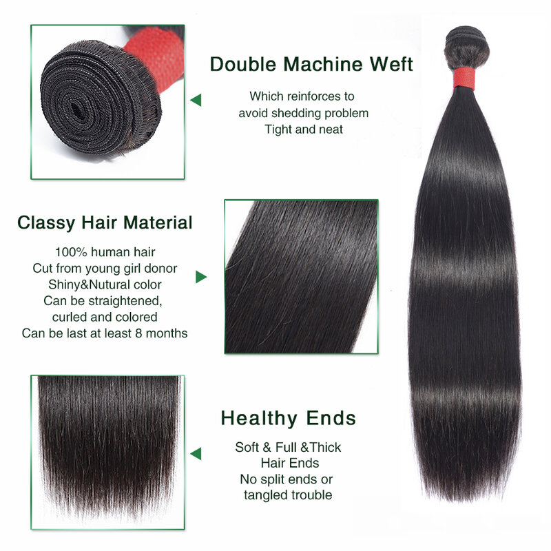Plecare Bundles With Closure Brazilian Straight Hair Weave 3 Bundles With Closure Human Hair Weave Bundles With Closure Non Remy