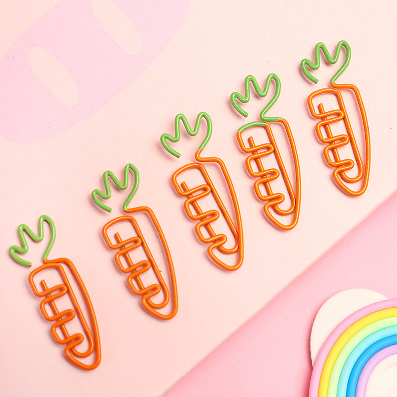 5PCS Carrot Modeling Paper Clip Creative Cute Girl Heart Music Pin Student Stationery Small Bookmark Gift Office Supplies