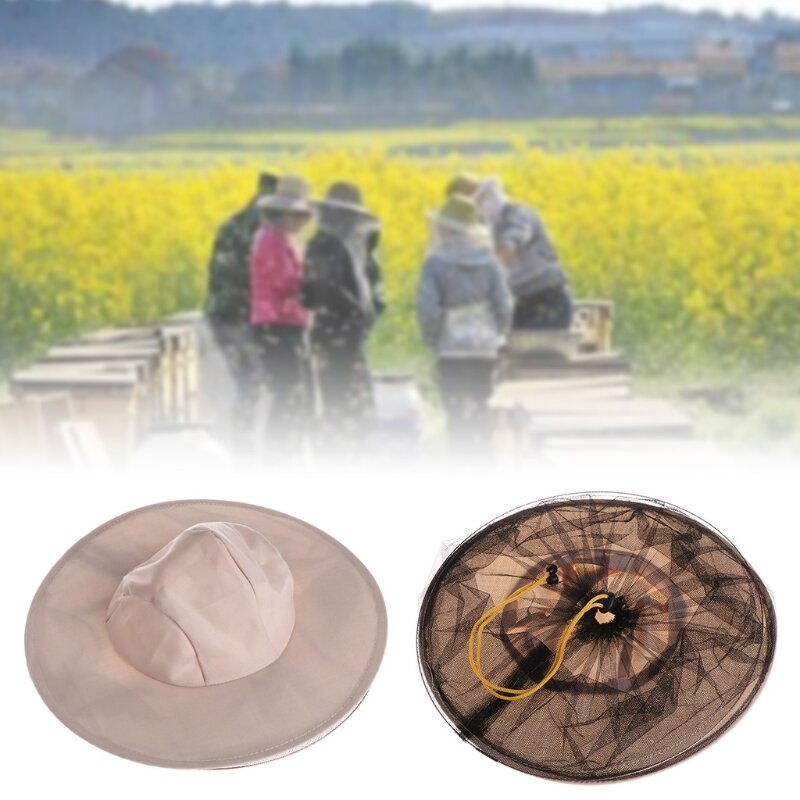 プロフェッショナル養蜂帽子養蜂家カウボーイハット抗蚊蜂昆虫ベールネット帽子フルフェイスネックラッププロテクターワンサイズ
