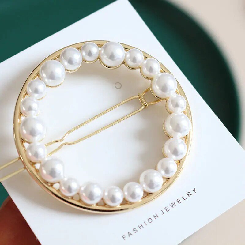 Ins Eenvoudige Gouden Inzet Ronde Haar Sieraden Voor Vrouwen 2021 Nieuwe Mode Trend Chic Pearl Haarspeldjes Haar Pin Bruiloft Haar accessoires