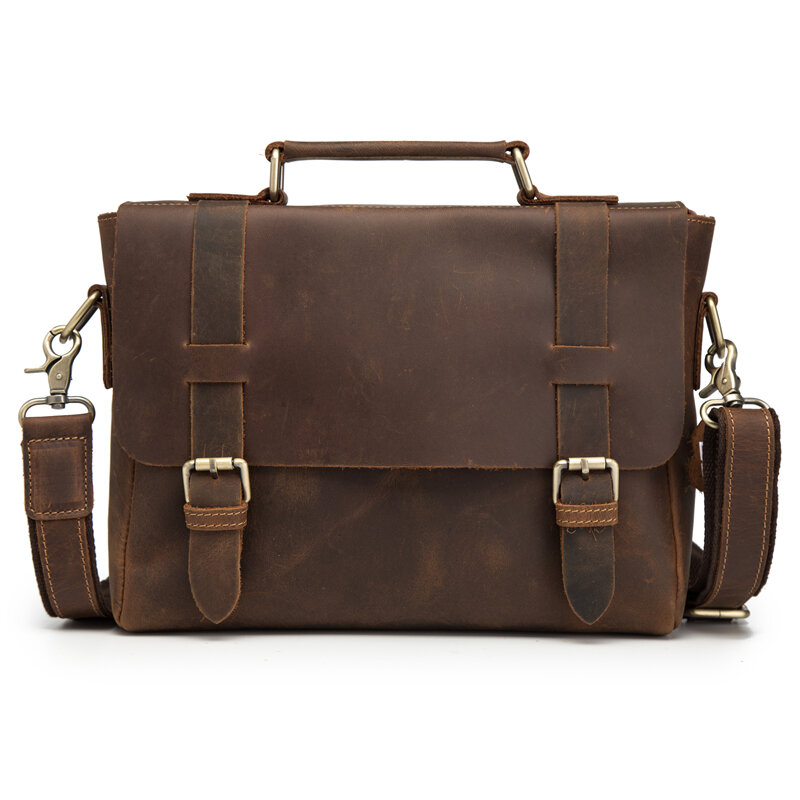 Men Leather Briefcase Laptop Bags 14 Inch Business Handle Bags Shoulder Crossbody Messenger Bag Tote Portfolio A4 Documents