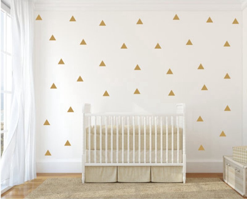 골드 삼각형 벽 스티커 비닐 데칼 (35pcs 세트), 골드 기하학 패턴 현대 보육 벽 예술 장식