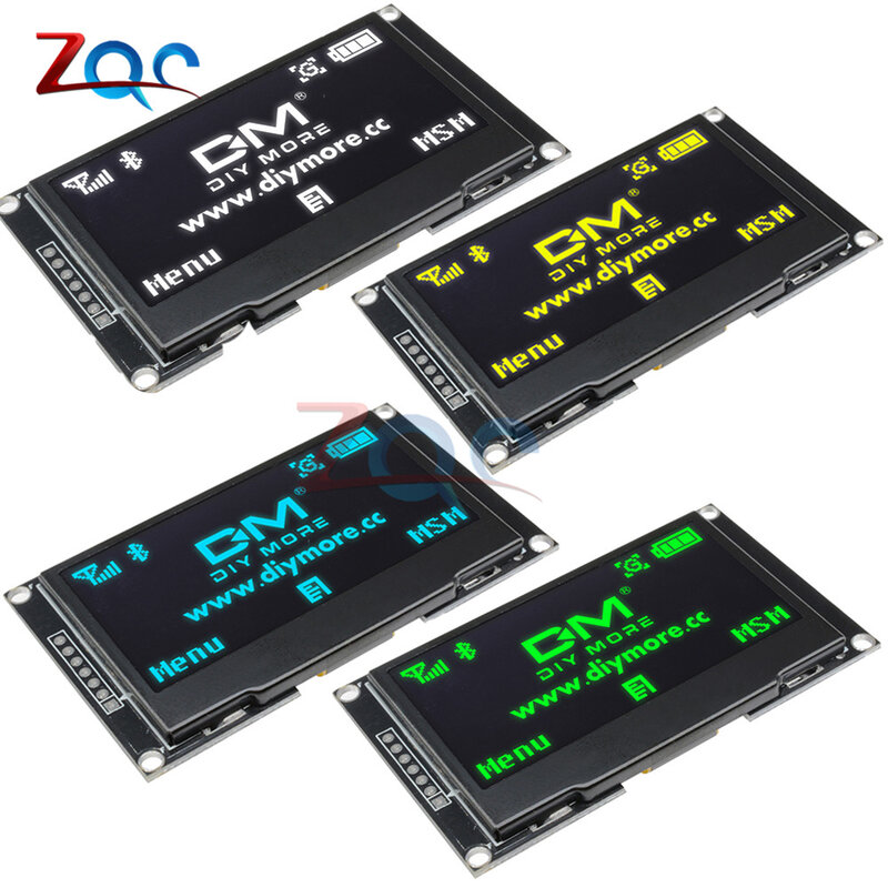 Pantalla LCD de 2,42 pulgadas, módulo de pantalla OLED 12864 IIC I2C SPI Serial C51 STM32 SSD1309 para Arduino 128x64, Blanco/azul/Verde/amarillo