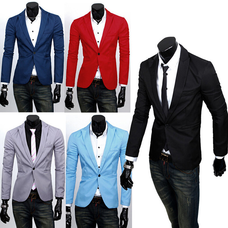 Neue Männer Einfarbig Business Kühlen Herbst Baumwolle Langarm Single Button Freizeit Anzug Koreanische Mode Slim Fit Casual Blazer