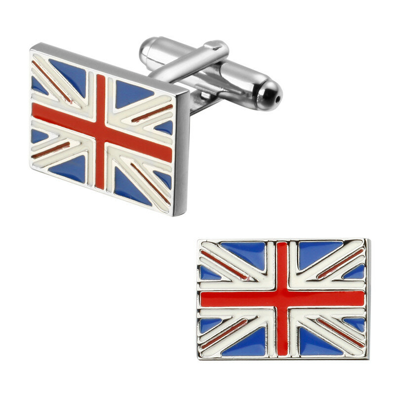 XKZM-gemelos de la bandera del Reino Unido para hombre, camisa de lujo a la moda, de marca, con botones, joyería abotoaduras de alta calidad