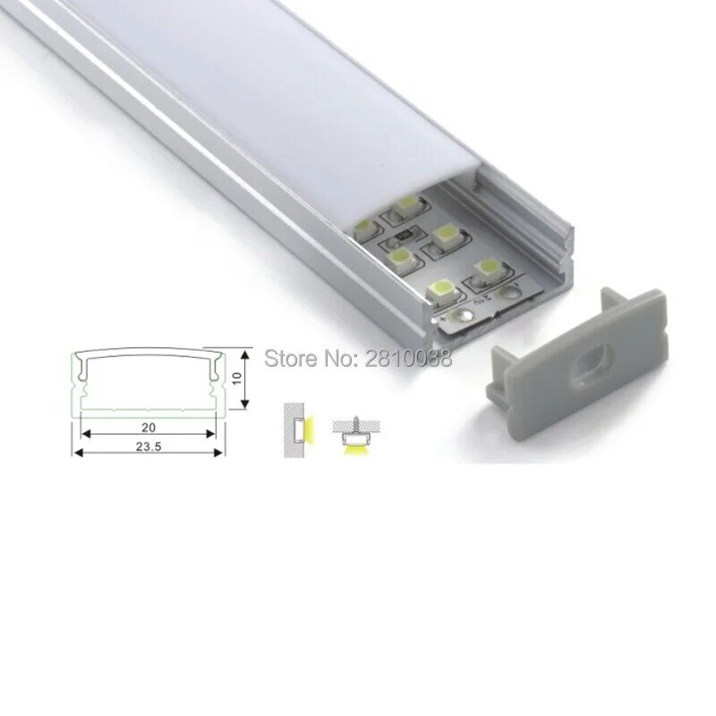Juego de cubiertas led en forma de U para lámpara montada en superficie, línea de cubierta ancha de 24mm, 500X1M, 10mm de profundidad