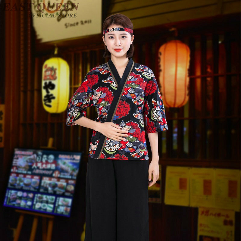 Uniforme de chefe de sushi japonês acessórios, uniformes de restaurante japonês suprimentos de alimentos rápidos garçom garçadeira equipamentos de restauração dd1016 anos
