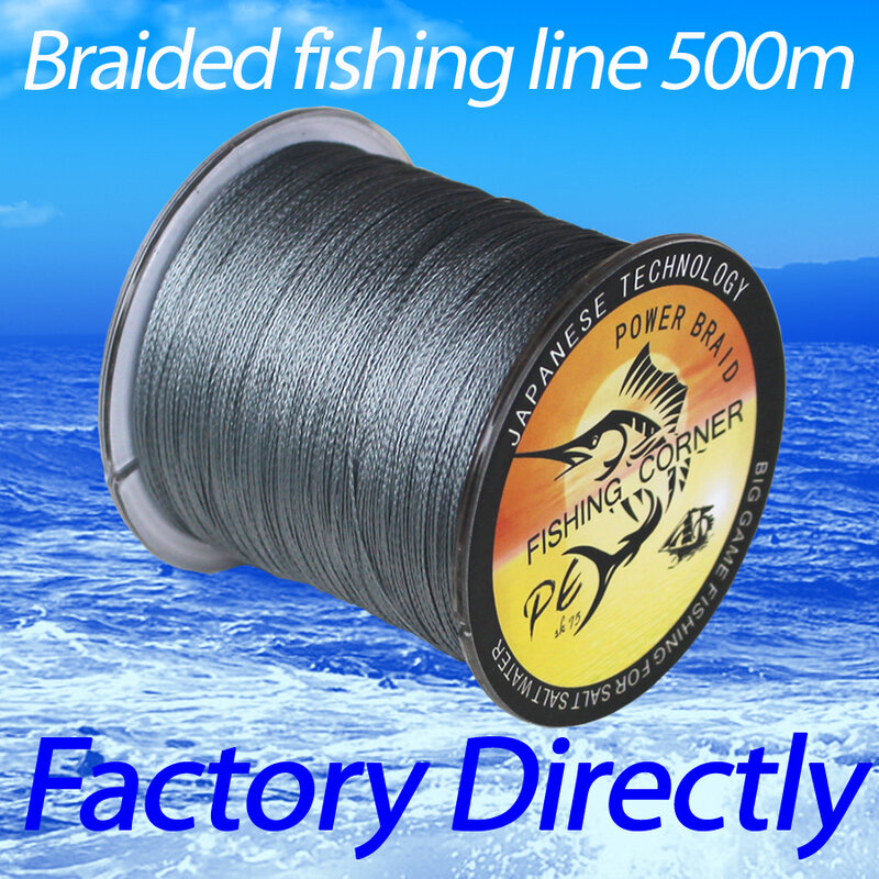 Linea di pesca intrecciata giapponese Super resistente di marca dell'angolo di pesca 500m linea intrecciata materiale PE multifilamento 10-100LB