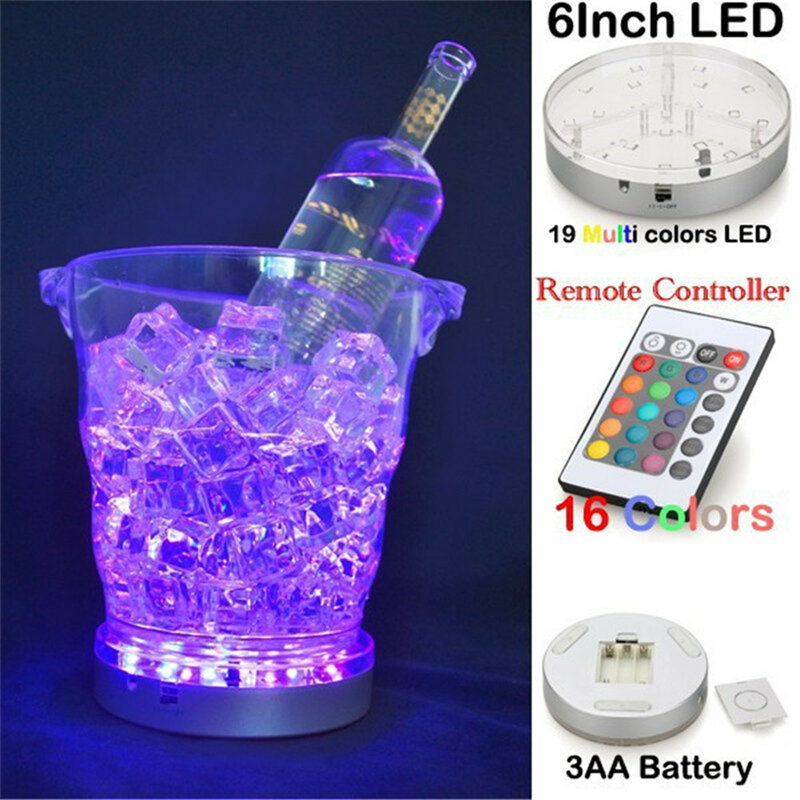 Glass Shisha Hookah LED Light Base 3AA Battery Operated 6inch LED Light with Remote Controlled for Wedding Party Events Decor