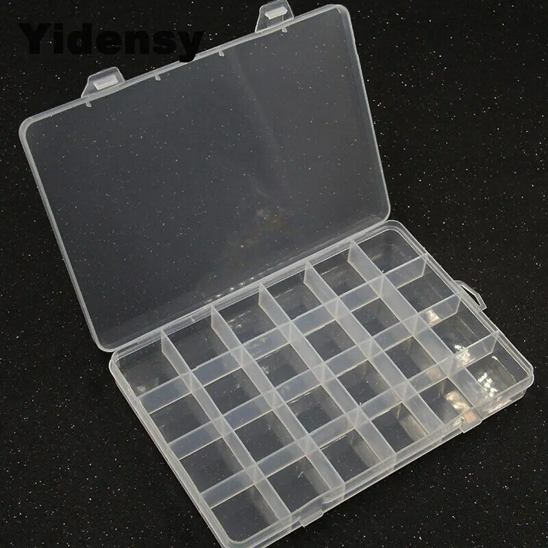 Yidensy 1Pcs Vierkante Doorzichtige Plastic Opbergdoos Case 10/24 Slot Verstelbare Voor Pillen Sieraden Kralen Oorbel Case Organizer