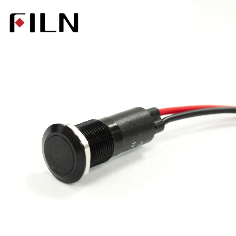 Светодиодный индикатор FILN 14 мм с черным корпусом, красный, желтый, синий, зеленый, автомобильный аппликатор, символ 12 В, светодиодный световой индикатор с кабелем 20 см