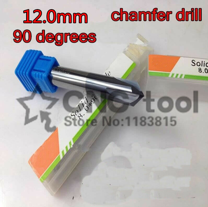 12mm*90 degrees*75mm 1pcs 4 flutes Solid carbide chamfer drill Chamfering cutter Countersink Drill Bit Free shipping