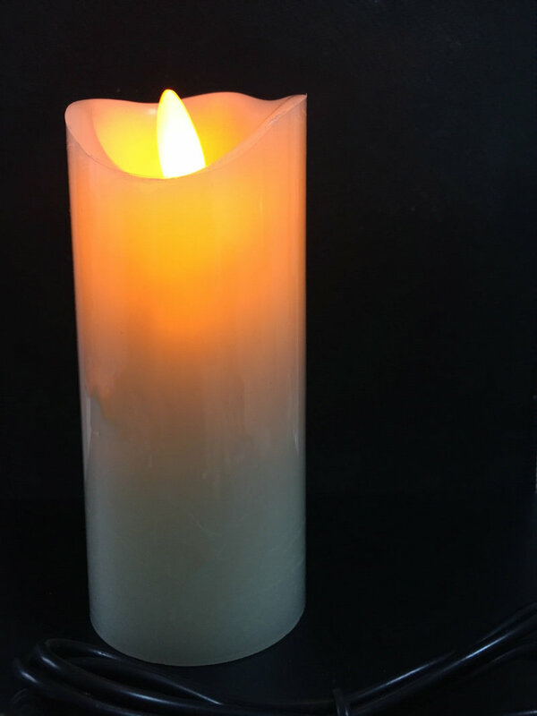 Перезаряжаемая светодиодная Мерцающая парафиновая свеча powerd с волнистыми краями, движущийся фитиль для свадьбы, рождевечерние, домашний декор, 5,3 см (D), янтарный
