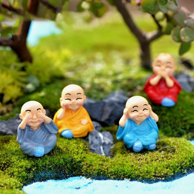 4pcs/Set Mini buddha Figurines Miniature For Home Bonsai Decoration Micro Landscape Decor