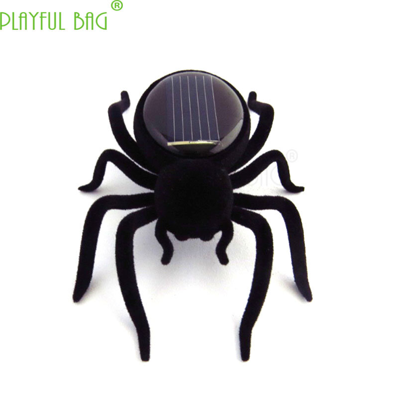 Arañas biónicas de energía solar para exteriores, Juguetes Divertidos para regalo, juguetes para asustar, HI10 negro