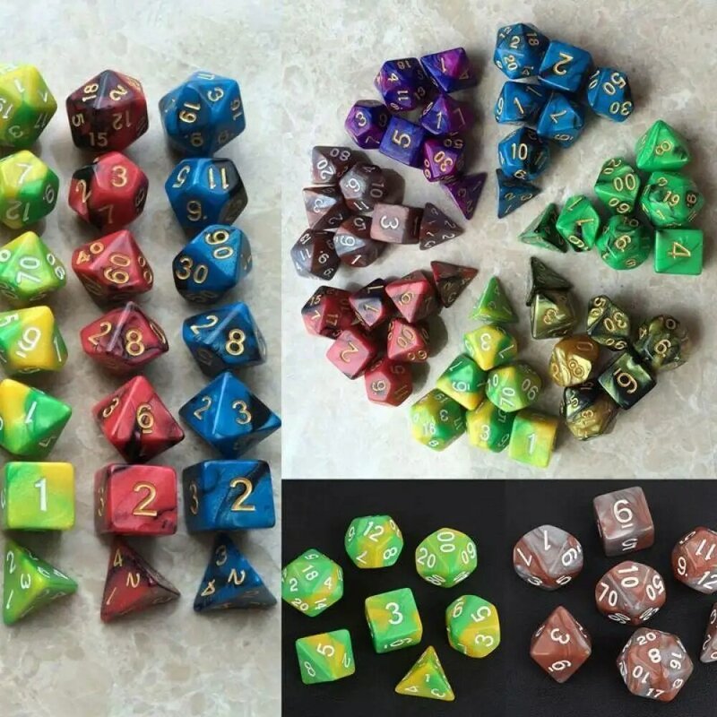 7pcs Dice Set with Nebula effect poker d&d d4 d6 d8 d10 d% d12 d20 Polyhedral  TRPG Games Dungeons & Dragons rpg game dice