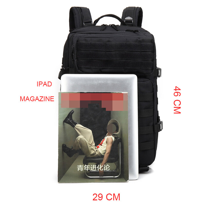 Тактический рюкзак 1000D, военный, мужской, женский, армейский, водонепроницаемый, 43L