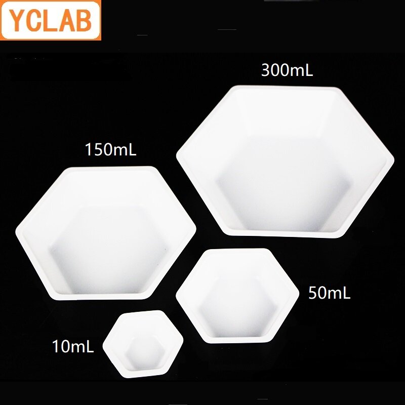 YCLAB ASONE 50mL Weighing Plate PS Plastic Boat Hexagon Dish Polystyrene Antistatic Laboratory Chemistry Equipment