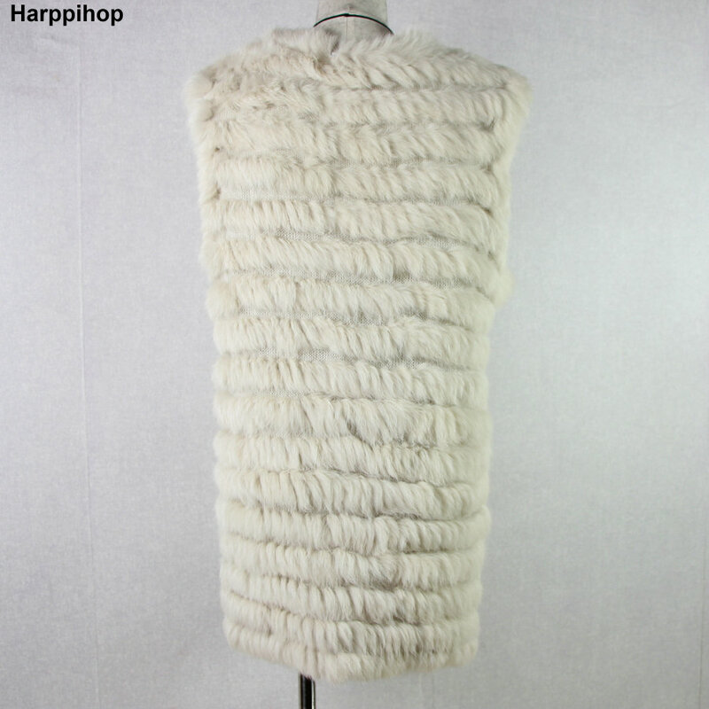 Harppihop 2022 Natuurlijke Konijnenbont Gebreide Vesten Nieuwe Zes Kleur Goede Kwaliteit Lady Rex Bont Jassen Underwaist Mouwloze Fur Vest