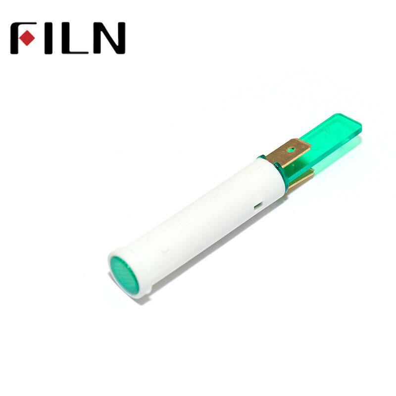 Мини-светодиодный индикатор FILN 8 мм, 4,8 мм, пластиковое отверстие faston, 3 в, 5 В, 6 в, 12 В, 24 В, 220 В