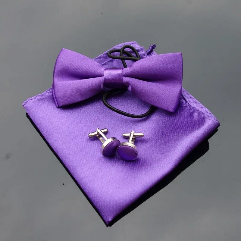 Ikepeibao-Conjunto de corbata de moño para niños, gemelos de pañuelo, fiesta Formal de boda, 1 Juego, Envío Gratis