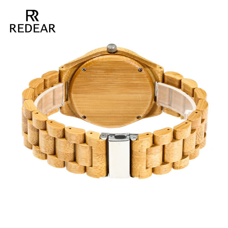 Redear frete grátis cor natural relógio amante de bambu masculino banda de madeira luxo quartzo senhoras relógios