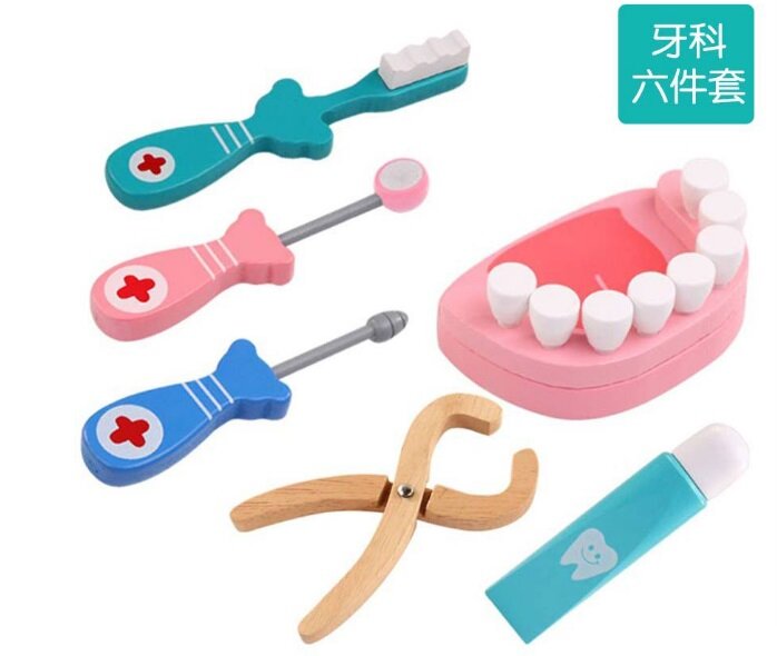 Médico do dente Pretend Play Wooden Nurse Medical Set Montessori Brinquedos Educativos para Crianças Crianças Brinquedo Role Play Médico
