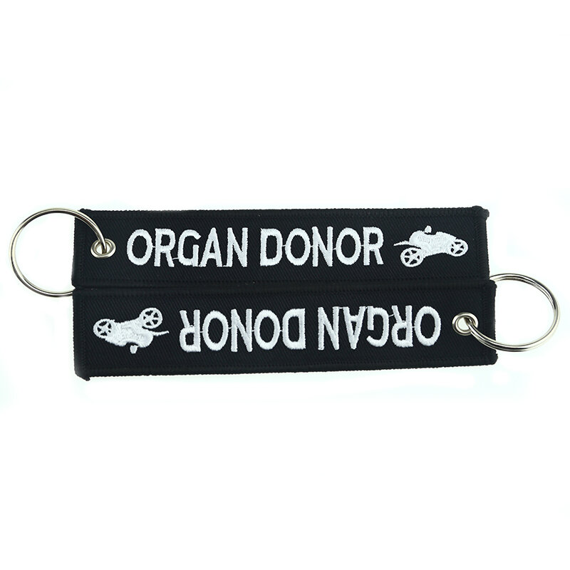 3 ชิ้น/ล็อตพวงกุญแจแฟชั่น Key Tag Organ Donor พวงกุญแจสำหรับรถจักรยานยนต์เย็บปักถักร้อย Key แหวนกุญแจความ...